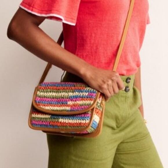Boden Crossbody Bag Purse Colorful Woven Boho Summer Preppy - Picture 2 of 9